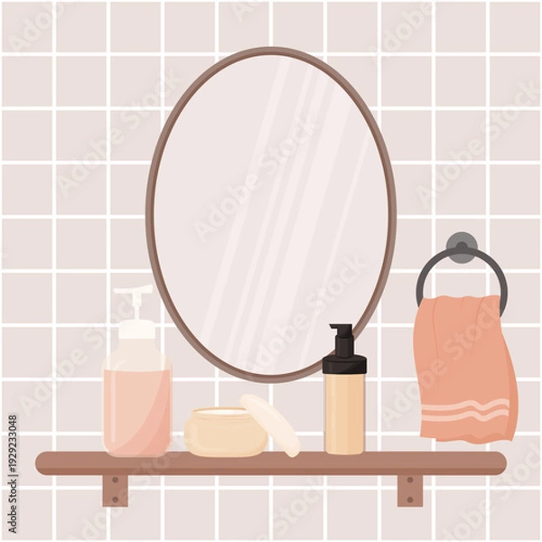 Fototapeta shelf with cosmetics