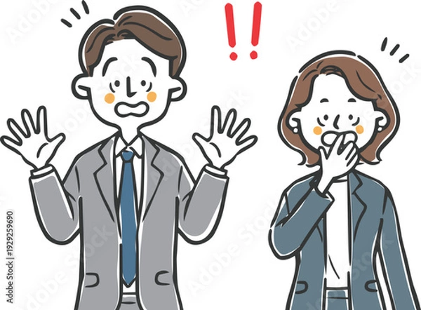 Obraz びっくりしているビジネスパーソン　上半身　ベクター