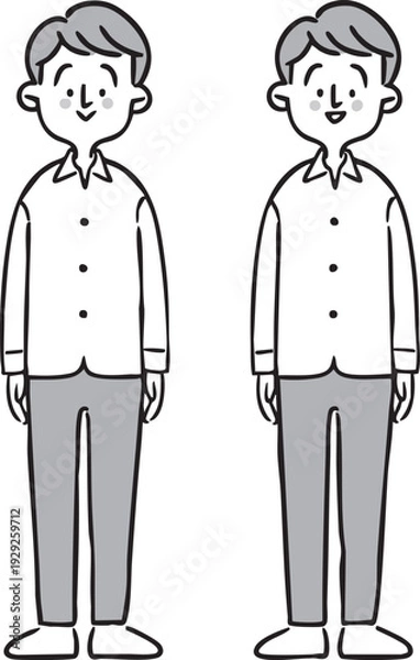 Obraz 男性　全身（モノクロ）　ベクター