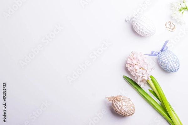 Obraz Flat lay easter spring background