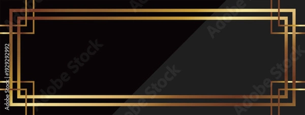 Obraz 高級感のあるアールデコのバナー背景　ブラック＆ゴールド