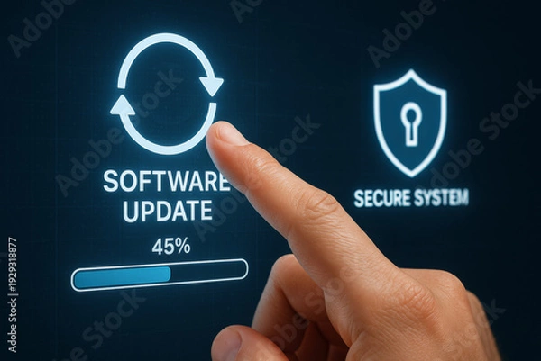 Obraz Finger pressing software update button improving system security
