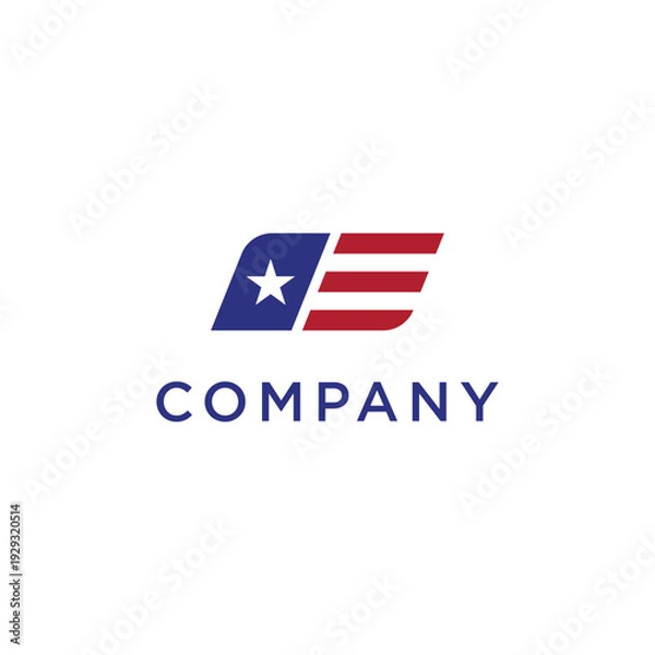 Obraz Simple american flag abstract logo template design.
