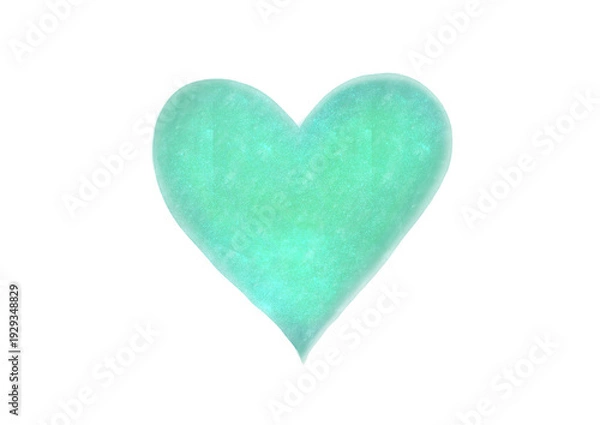 Fototapeta 緑のハートの水彩イラスト