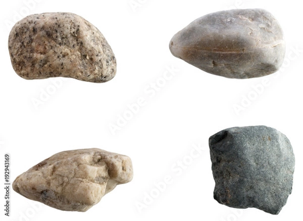 Obraz Set of stones of different breeds isolated on white background.