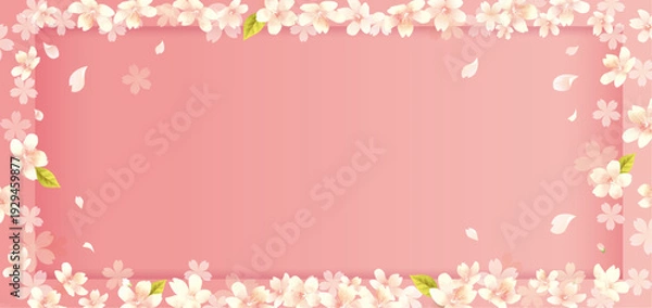 Fototapeta 春の花の華やかで上品なベクターイラストフレーム背景