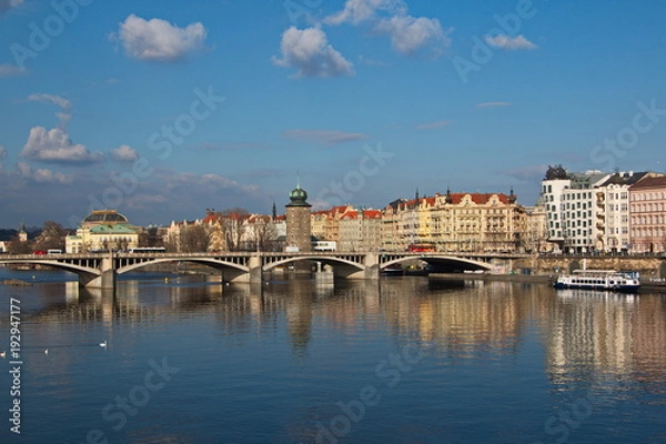 Fototapeta Jirasek Bridge over Vltava in Prague
