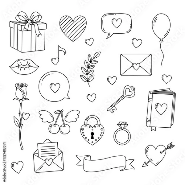 Obraz Hand Drawn Valentine's Day Element Collection