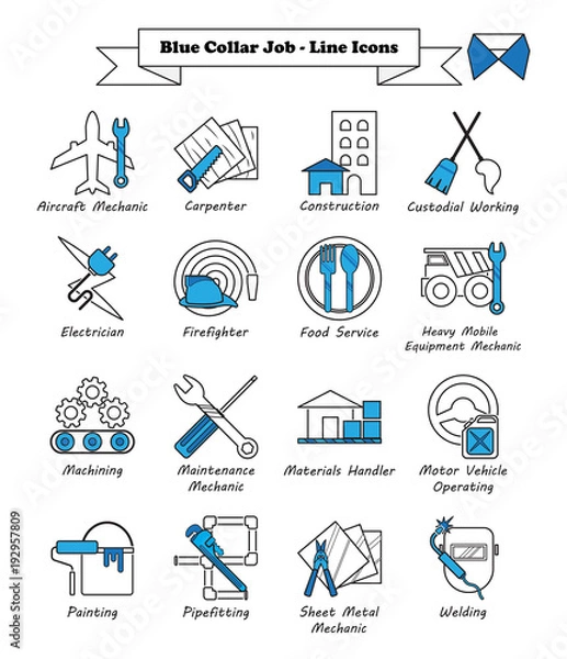 Obraz Blue Collar Job - Line Icons