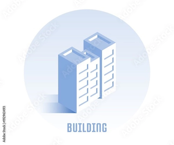 Fototapeta Building icon. Vector illustration in flat isometric 3D style.
