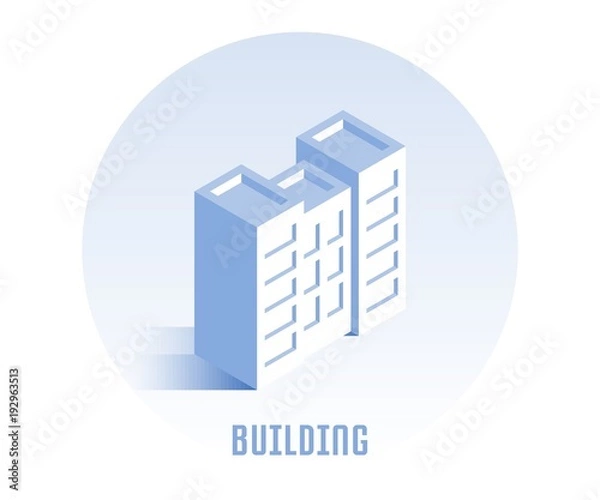 Fototapeta Building icon. Vector illustration in flat isometric 3D style.