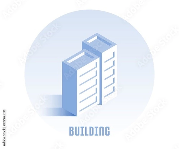 Fototapeta Building icon. Vector illustration in flat isometric 3D style.