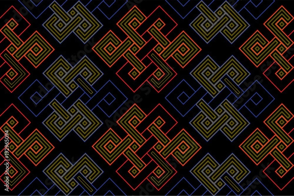 Fototapeta Monochrome elegant ornament. Vector geometric seamless pattern. May be used as background, backdrop.