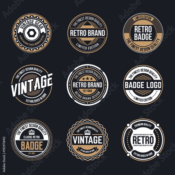 Fototapeta Projekt odznaki Vintage i Retro koło