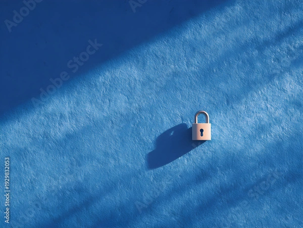 Obraz Minimal Padlock with Long Shadow on Blue Textured Background