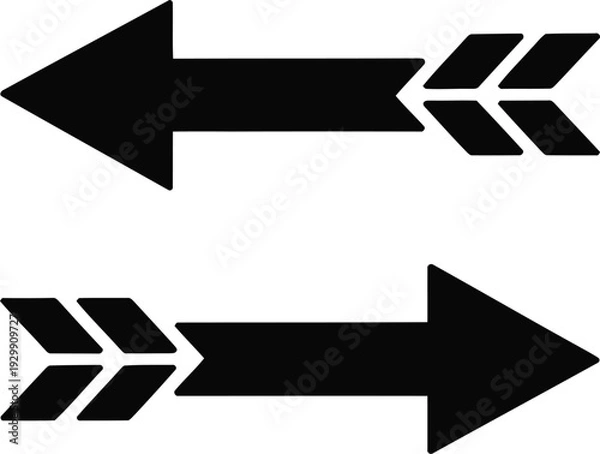 Obraz Two arrows pointing in opposite directions with unique arrowhead designs Vector