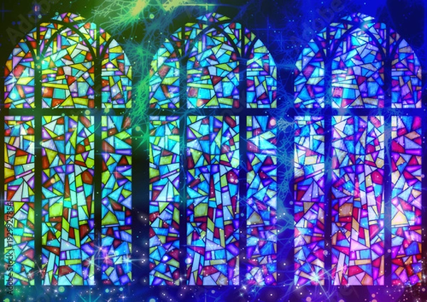 Obraz 背景　光が差し込むステンドグラス