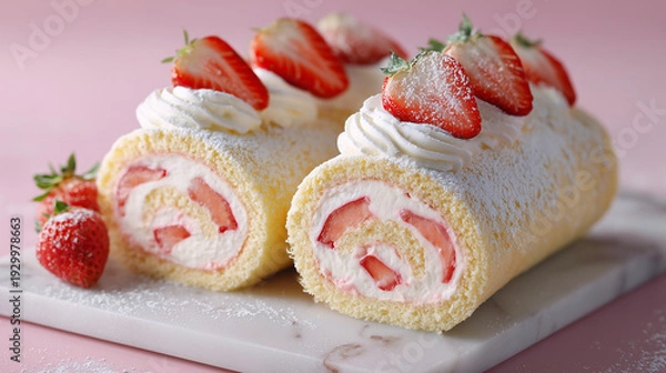 Obraz Strawberry Roll Cake Dessert