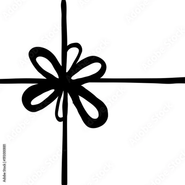 Fototapeta Vector hand drawn bow icon. Painted textured package decoration for paper, web design, logo, app, UI.