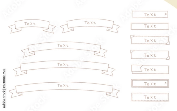 Obraz セピア色の落ち着いた手描きのバナーセット。
