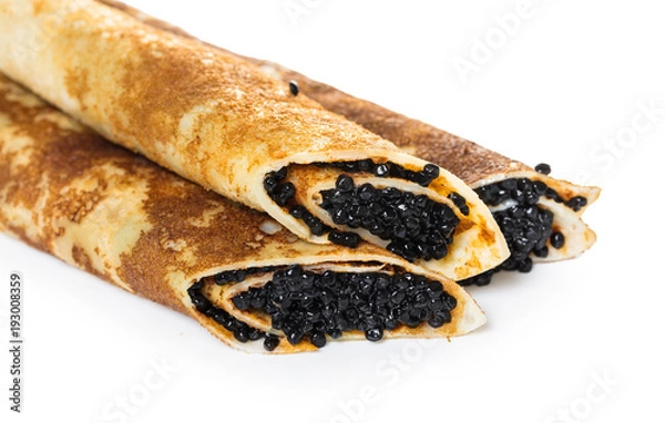 Obraz pancakes with black caviar