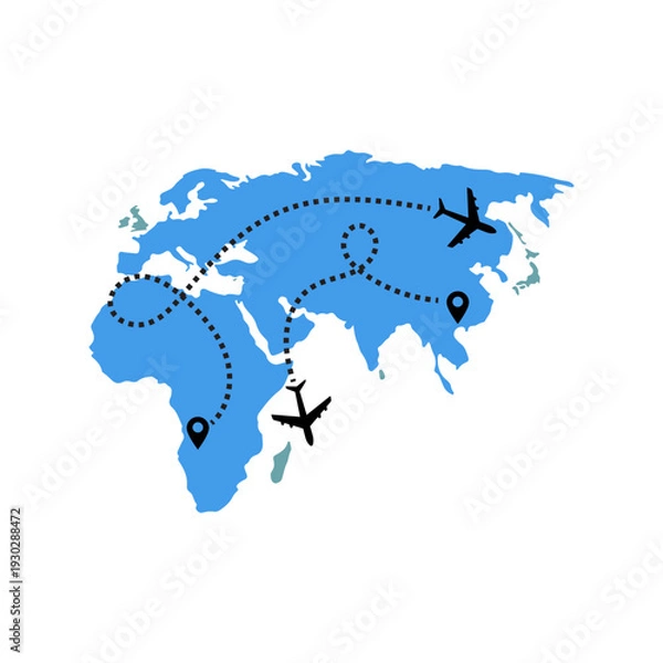 Obraz World Map Travel Illustrations Vector