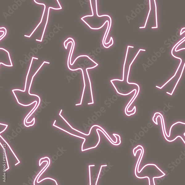 Obraz Flamingo neon effect shapes seamless pattern.
