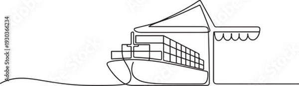 Obraz Continuous one line drawing Cargo Concept.one line vector illustration with out Background