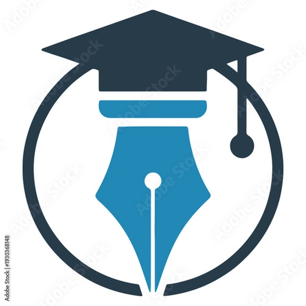 Obraz Educational pen with graduation cap modern flat icon