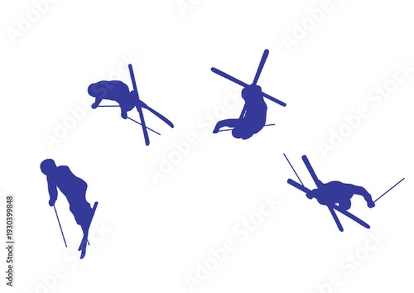 Obraz スキーモーグル回転連続イラスト