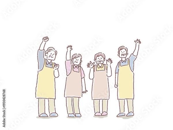 Obraz エプロン姿のシニア男性、女性、