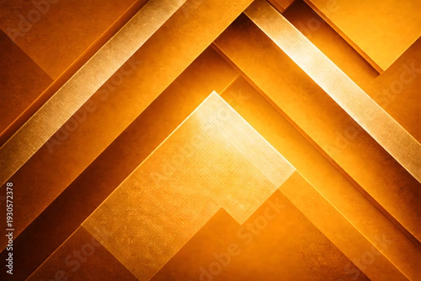 Obraz ゴールドグラデーションの幾何学レイヤー背景｜高級感あふれる抽象的立体デザインバナー素材