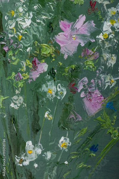 Obraz Oil painting still life with  flowers On  Canvas with  texture