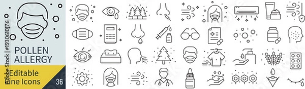 Obraz 線の編集ができる花粉症に関するアイコンセット（アウトライン化していない）

