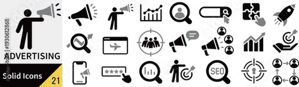 Obraz ベクターの広告に関するシルエットアイコンセット
