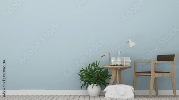 Fototapeta Relax space interior minimal and wall decoration empty in apartment- 3D rendering