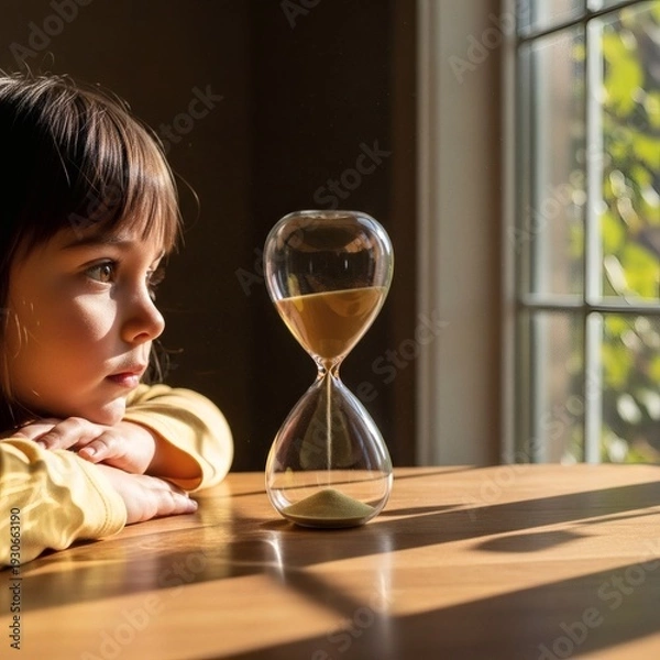 Obraz 모래시계를 관찰하는 아이