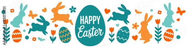 Fototapeta cute hand drawn easter bunny pattern