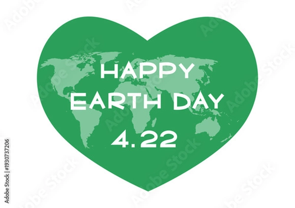 Obraz ースデーのイラスト 緑色ハートの地球