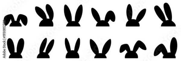 Fototapeta cute easter bunny ears vector icon set
