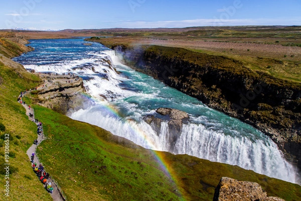 Fototapeta Rainbow over the Gullfoss waterfall in Iceland 11.06,2017