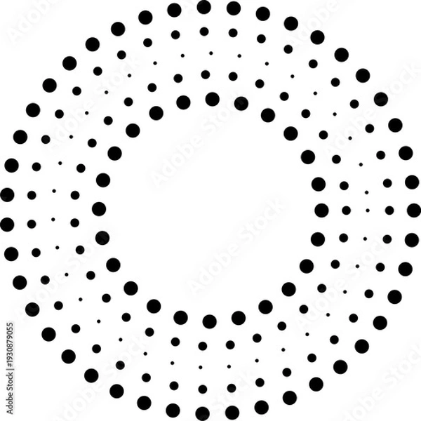 Fototapeta Halftone circle frames radial dots pattern abstract vintage circular elements graphic elements vector illustration
