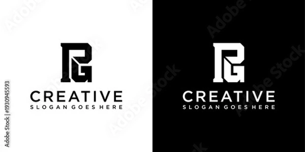 Fototapeta PG or GP initial letter logo design vector template
