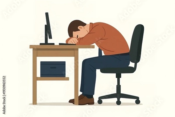 Obraz tired worker sleeping on his desk
