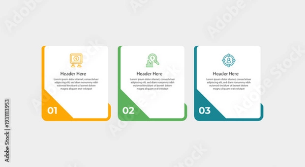 Obraz Three infographic panels numbered one two and three.