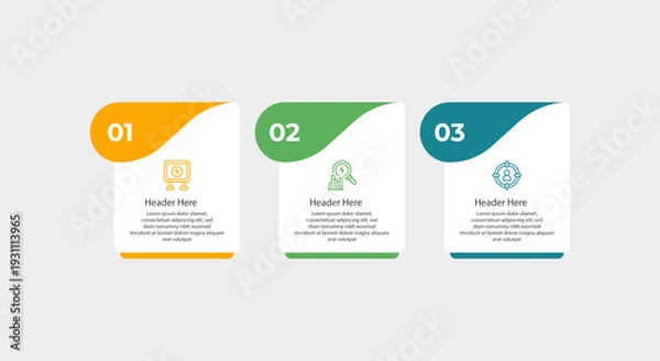 Obraz Infographic with three steps numbered one two three.
