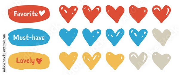 Obraz お気に入りを示す手描きハートアイコン素材