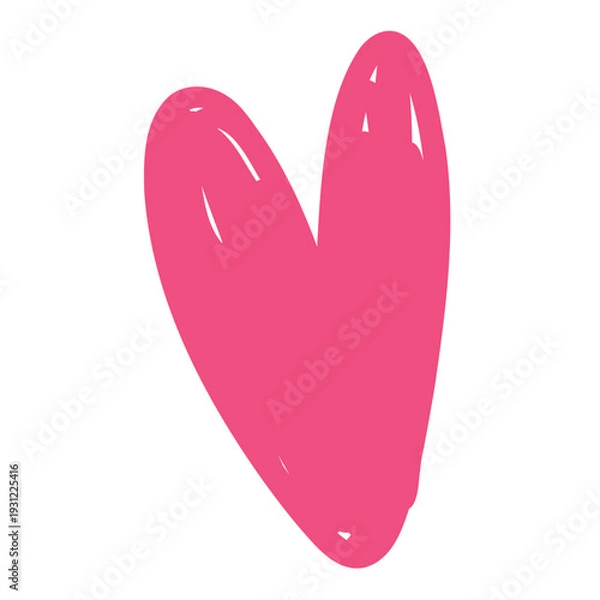 Obraz Hand drawn pink heart vector doodle.