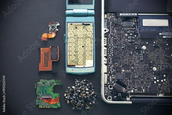 Obraz パソコンや携帯電話などのデジタル機器に使われるレアメタルやレアアース