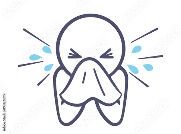 Obraz くしゃみをしている人のシンプルなイラスト